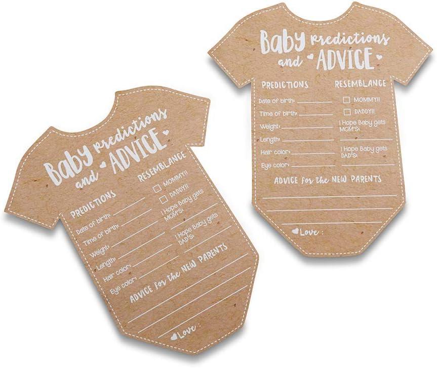 Kate Aspen Baby Predictions for Baby Shower Advice Cards - 50-Count Onesie Shaped Baby Shower Games for Girl or Boy - Gender Neutral Decor, Table Decorations, Activity and Keepsake For New Parents