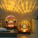 2Pcs Cute Halloween Night Light Decorations, Witch Happy Halloween &Ghost Trick or Treat Warm Light with LED Base,Spooky Indoor Desktop Decor(3.5x3.7inch)