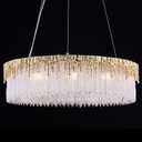 D23.6 Round Crystal Chandelier, Modern Gold Crystal Chandeliers for Dining Room, 10-Light Height Adjustable Chandelier for Living Room Bedroom Entryway Kitchen Island