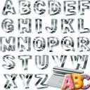 Bakerpan Stainless Steel Alphabet Cookie Cutter Set, Big 3.5 Inch English Letters, 26 Large ABC Cookie Cutters, with Bonus Dough Cutter