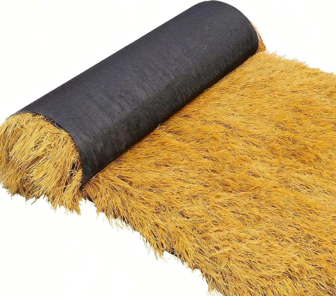 XLX TURF Artificial Thatch Grass for Tiki Bar Hawaiian Party Decorations - Fireproof Fake Hay Carpet for Country Cowboy Birthday Background - Duck Blind Grass Straw Roofing 35" x6.5'