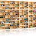 Seenelling Hot 1/64 Diecast Wheels Display Case Holds Toy Cars Wooden Wall Mount Car Display Shelf Storage Organizer Case for Toy Collectibles, Wheel, Model, 10 Layers (80 Spaces)