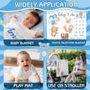 Bear Baby Monthly Milestone Blanket Bear Star Balloon Flannel Blanket Newborn Infant Swaddle Baby Growth Blanket Photography Background with Wooden Signs,Frames,Bibs