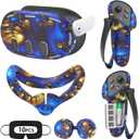 Tyasoleil VR Silicone Case for Meta Quest 3, Design Upgraded Accessories for Oculus Quest 3, Face Cover, Controller Grips, Shell Cover, Lens Cover, Disposable Eye Cover (Bluefire)