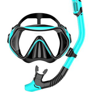 Snorkeling Gear for Adults, Snorkel Set Scuba Diving mask Dry-Top, Adult Swimming Goggles with Nose Cover, HD Tempered Glass Panoramic Anti-Leak Anti-Fog