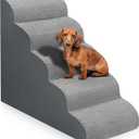 Dog Stairs for Bed 28.7”H, 5-Step Dog Ramp, Non-Slip Sturdy Pet Steps for Small Dogs & Cats to get on High Bed or Couches, Grey