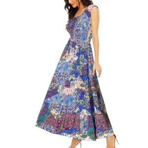 OSTOO Women's 2025 Summer Boho Floral Print Tiered Casual Flowy Long Maxi Dress (Multicolor)