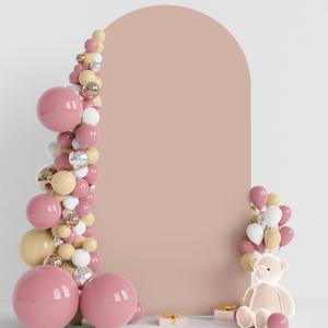 Wokceer 7.2FT Wedding Arch Cover Spandex Fitted Wedding Arch Stand Covers Round Top Chiara Arch Backdrop Cover for Birthday Party Ceremony Banquet Decoration Nude