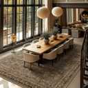 Washable 10x14 Area Rugs for Living Room, Deep Brown/Tan