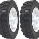 2 Pack - 6" x 1.5" Solid Rubber Flat Free Tire Hand Truck Plastic Wheel -  1/2" Axle Hole - 70 lbs Capacity