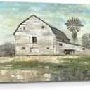 arttitue Barn Painting Canvas Wall Art: Farm Picture Countryside Windmill Print Rustic Country Rural Landscape Artwork for Farmhouse Bedroom Living Room Home Office Decor