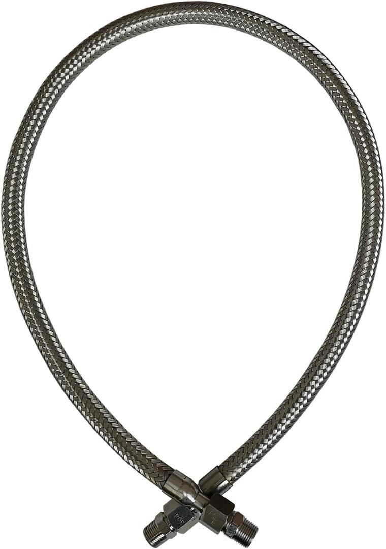 SHOOSHINE 40" Compressor Jumper Hose 3/8" NPT, Air Compressor Hose of Flexible Stainless Steel Body With 3/8" NPT Male/JIC-6 Female Fittings Both Ends Rotate Freely 750F 450 PSI 100cm