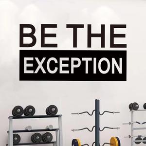 SEATUNE Large Gym Wall Stickers - Inspirational Quotes Motivational Wall Decals - Home Gym Garage Vinyl Art Wall Decor - Be The Exception 28.6"X15" (Black)