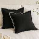 MIULEE Linen Throw Pillow Covers, 2 Piece 20x20 Inch Black, Boho Euro Pillowcases for Bed to Infuse Elegance, Ideal for Sofa Couch Cushion in Home Decor Upgrade (20" x 20" (Pack of 2))