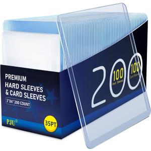 200 Hard Plastic Card Sleeves, Premium Card Sleeves, 3"x 4" Baseball Cards Protectors Plastic, Sports Trading Baseball Game Holder (100 Hard Sleeve + 100 Soft Sleeve)