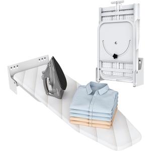 Wall-Mounted Ironing Board 37.4" x 11.8" Compact Mount Fold Down Iron Board Foldable 180 Swivel Iron Board with Heat Resistant Cover Space Saving for Home Laundry Room, Apartment, Dorms