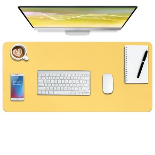 Boutilon Leather Desk Pad Protector,Non-Slip Mouse Pad,Laptop Desk Pad,Office Mouse Mat,Waterproof Leather Desk Blotter,Desk Writing Pad for Office and Home (S-Yellow,24"x 14")