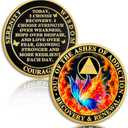 Butterfly Fire 17 Year Sobriety Coin, AA Chip and Medallion for Women | Unique renewal recovery token features ashes of addiction quote, meaningful anniversary sobriety gift for sister and sponsor