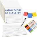 12PCS Dry Erase Boards,9"x12" Double Sided Small Whiteboards with Lines,Students,Education Teacher Classroom,Mini Portable Drawing Learning Lapboards with Colors Pens and Erasers.