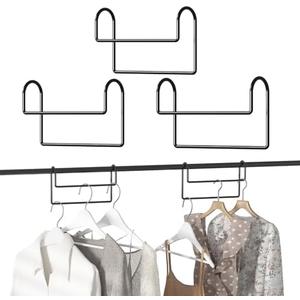 Space Saving Hangers for Clothes: 3 Pack 8 inch Magic Hanger Closet Organizer Metal Heavy Duty Hangers for Shirt Coat Pants Skirt Sorting Storage - Black