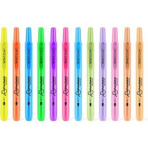WRITECH Retractable Highlighters Assorted Colors: Chisel Tip Click Aesthetic Highlighter Marker Pens Pack Multi Colored Ink No Bleed Smear for Highlighting Journaling (12ct Neon+Pastel)