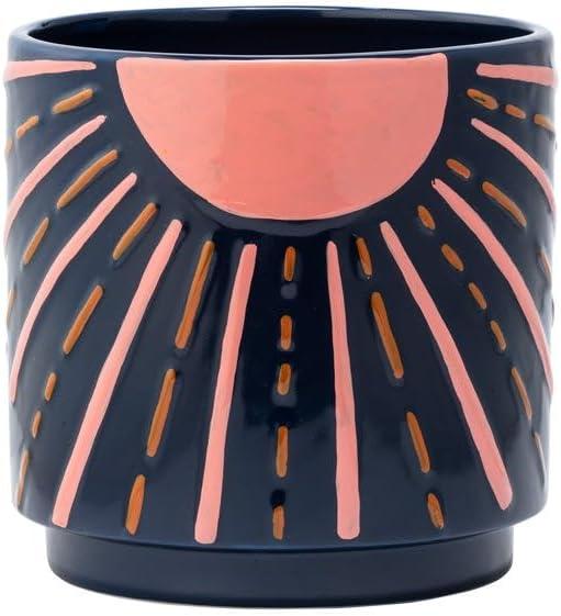 Napco Imports Indoor Outdoor Plant Succulent Herb Flower Pot 6 Inch Ceramic Sunshine