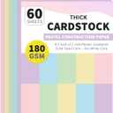 gisgfim 60 Sheets Pastel Cardstock 8.5 X 11 Solid Dyed Core Construction Paper Cardstock 5 Assorted Colors Card Stock Printer Scrapbook Paper 65lb/180gsm for Embossing Printing Invitations DIY Craft, Pastel