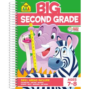 School Zone Big Second Grade Workbook: 320 Spiral-Bound Pages, 2nd Grade, Word Problems, Reading Comprehension, Phonics, Math, Science, Ages 7 to 8