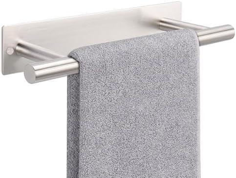 NearMoon Self Adhesive Hand Towel Holder/Towel Ring, Stainless Steel Hand Towel Bar Rustproof Stick on Wall-Towel Rack for Bathroom/Kitchen, Sticky and Wall Mounted (1, Brushed Nickel)