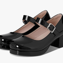 femflame Women's Low Chunky Heel Mary Jane Pumps Ankle Buckle Strap Sweet Round Toe Dress Shoes JK Cosplay Uniform Dress Shoes ,Size 8.5