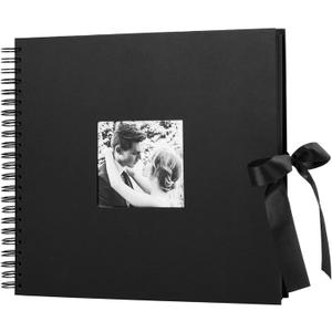 potricher 12x12 Inch DIY Scrapbook Photo Album Hardcover Blank Kraft Paper Scrap book for Wedding Anniversary Family (Black)