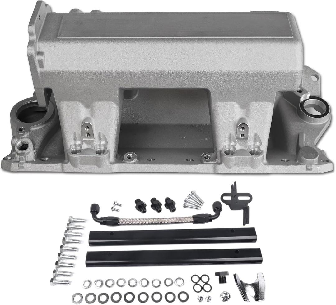 7137 Intake Manifold Aluminum Multi Port Compatible with Chevy Small Block SBC 283 302 305 350 400 V8 Engine Cast Finish Non-EGR xt EFI 1500-6500 rpm
