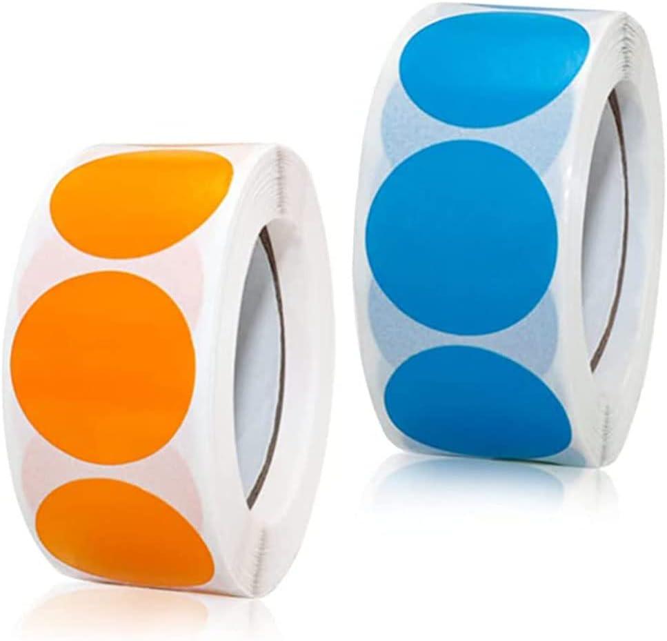 Color Label Seal, Round Shape, Sticker Roll, Large Capacity, Set of 1000, Blue, Orange（Etc - 11 Colors, 500 Labels/Roll）