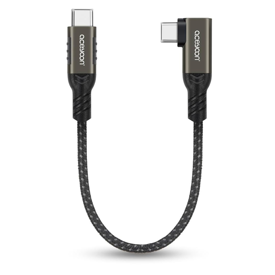 aceyoon 240W 0.65ft USB-C to USB-C Cable, QC 4.0 Fast Charging & Data Sync, Nylon Braided, Compatible with MacBook, iPad, Switch, Samsung Galaxy, Pixel