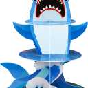 Zopeal 3 Tier Shark Party Cupcake Stand Decorations Under The Sea Theme Cupcake Holder Ocean Animal Dessert Tower for Kids Ocean Theme Party Baby Shower Fishing Birthday Favor(Shark)