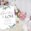 2 x Generations Of Love Sign, Greenery Wedding Ceremony Sign, Pack of 1 Wooden Tabletop Sign with Stand, Wedding Supplies, Engagement and Reception Wedding Decorations - LD34