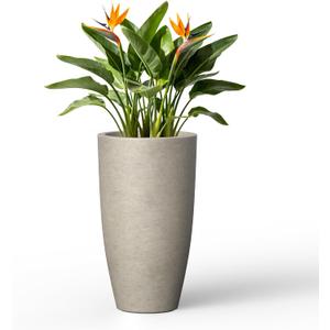 Kante Large Round Tapered Weathered Concrete Planter 23.6" Tall, Outdoor