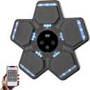 Music Boxing Machine Kids Adults - Interactive Musical Light Up Smart Bluetooth Punching Pad Workout Equipment - Wall Mounted Electronic Target Training Game Exercise Toned Punch Board for Home Gym