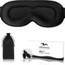 Sleep Eye Mask for Men Women, Sleeping Mask for Side Sleeper, Travel Blackout Night Blindfold Eye Shade Cover with Adjustable Strap (Black-Side Sleeper) (Ebony)