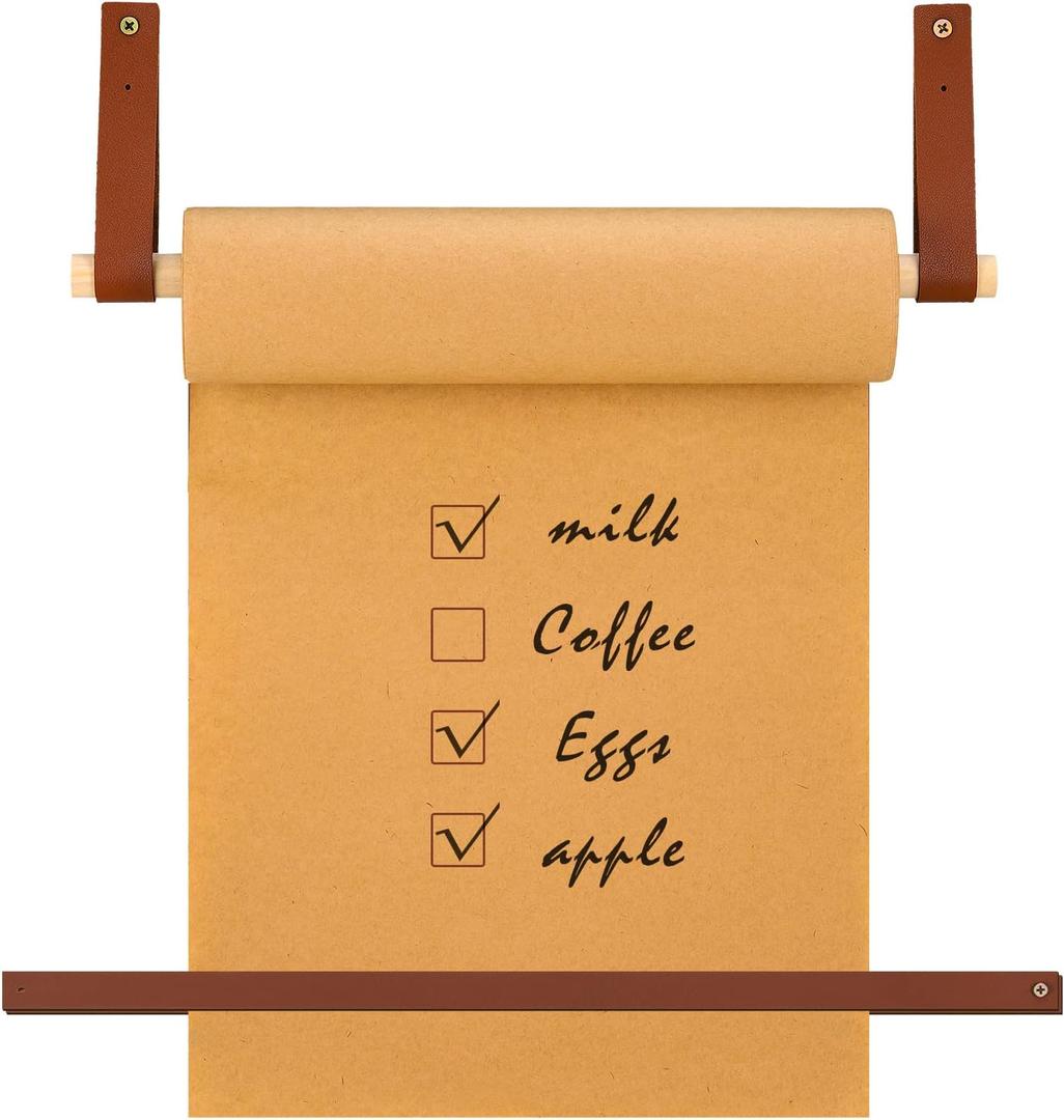 Lincia 12 Inch Kraft Paper Roll Dispenser Wall Mounted 30 Meters Brown Grocery List Note Craft Butcher Paper Roll Holder Memo Board for Wall Decor, to-do Lists, DIY Drawing, Artwork, Creative
