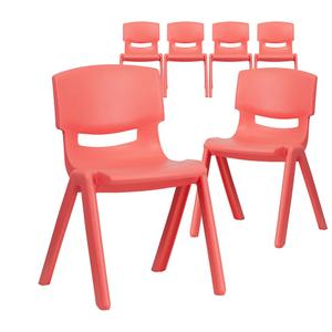 Flash Furniture Whitney 6 Pack Red Plastic Stackable School Chair with 13.25-in Seat Height, Color/Finish: Red