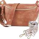 Fanny Packs Waist Bag for Women-Fashion Crossbody Bags Chest Purses Belt Bag with 2 Adjustable Strap (Brown)