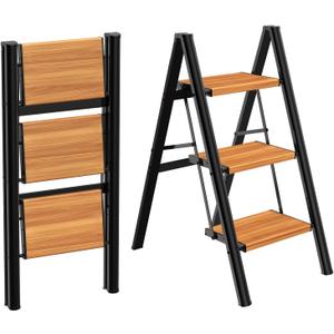 HBTower 3 Step Ladder, Lightweight Aluminum Folding Step Stool