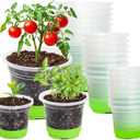 MIXC Thickened Clear Nursery Pots with Silicone Base for Easy Transplant 24 Packs 5/4/3.5 Inch, Variety Pack Plant Pot Reusable Seedling Pots for Vegetable Propagation, Root Cutting, Seed Starting (Green)