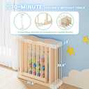 Foldable Wooden Playpen - Adjustable Wood Baby Play Yard with Child-Proof Lock, Indoor Large Safety Fence for Babies and Toddlers - Easy Assembly, 55 x 55 x 24 inches, Ocean Adventure, Natural