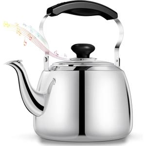 Tea Kettle, Stainless Steel Stovetop Whistling Tea Kettles 2L, Mirror Polished Food Grade Stainless Steel Tea Kettle Stovetop