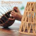 Tujoe Small Rattan Bell Lamp Shade Boho Handwoven Barrel Rattan Chandelier Shades Replacement for Table Floor Lamp Pendant Light Fixtures, 5.5" H x 5.9" D, 2.76" Fitter(3 Pcs,Boho,Normal)