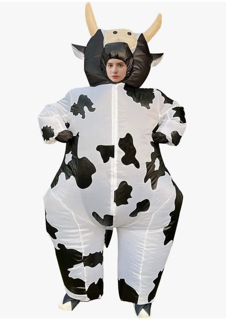 Inflatable Cow Costume Blow up Costume for Cosplay Party Festival Halloween Parade Carnival Suit Jumpsuit