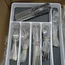 24-Piece Silverware Set, Flatware Set Mirror Polished, Dishwasher Safe Service for 4, Include Fork/Spoon with 5-Compartment Non Slip Silverware Drawer Organizer Box Tray