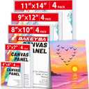 Canvas Boards for Painting 20 Pack, 4 of Each 4x4, 5x7, 8x10, 9x12,11x14 Primed White Art Canvas Panels for Acrylic, Oil Paint, Watercolor